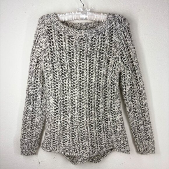 Loft Womens Petite Open Knit Gray Sweater Size S/P - Picture 2 of 7